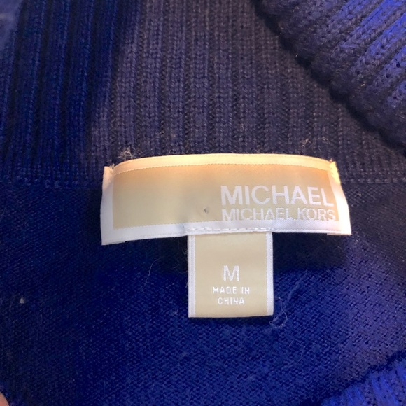 MICHAEL Michael Kors royal blue long fringed cowl turtleneck size medium - Picture 7 of 8